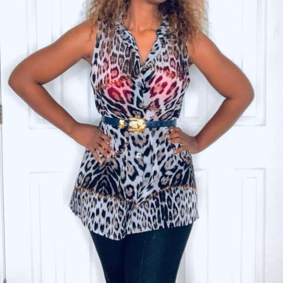 DAME INC. Animal print sleeveless long  top - Picture 2 of 12